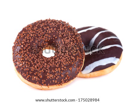 Two doughnut closeup isolated on white
