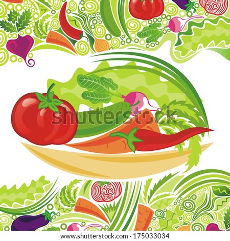 Organic food vegetables illustration