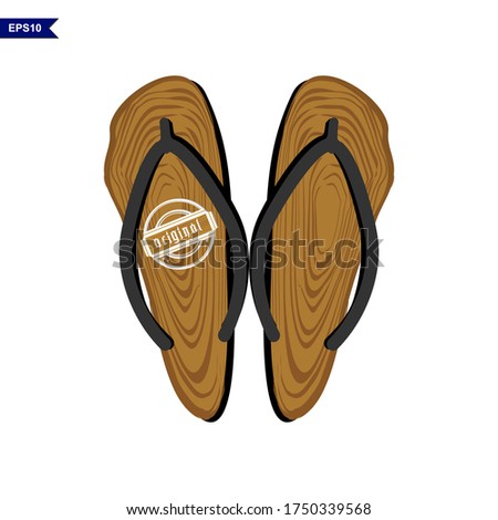 Unique Slippers design with wood grain pattern. Vector illustration