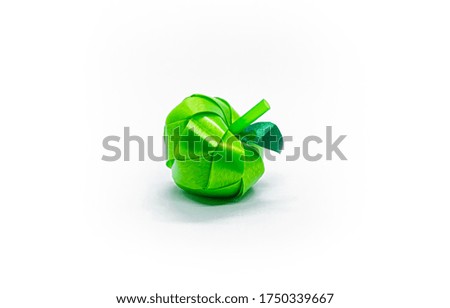 Green apple with leaf isolated on a white background
