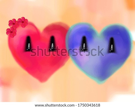 cute fluffy drawn hearts create a loving mood