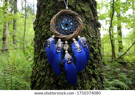 Beautiful dream catcher with natural stones. Native American amulet.