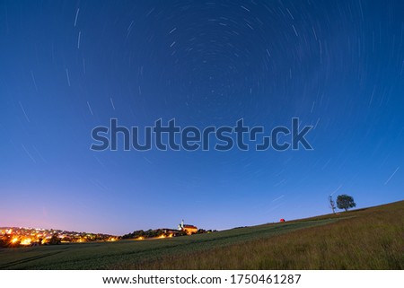 Great landscape with traces of stars.