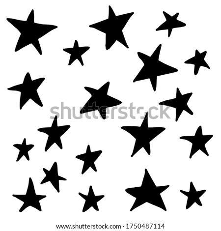 Hand-drawn marker set of black stars.