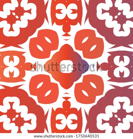 Ethnic ceramic tile in mexican talavera. Bathroom design. Vector seamless pattern flyer. Red vintage ornament for surface texture, towels, pillows, wallpaper, print, web background.