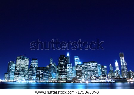 Lower Manhattan Skyline At Night, New York City