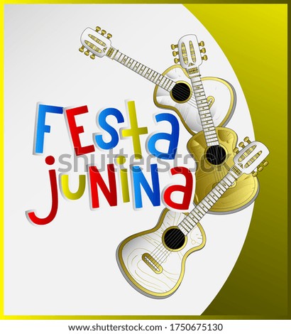 Festa Junina Banner Design with guitar illustration, Vector Illustration