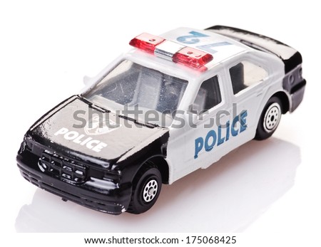 toy police car on a white background