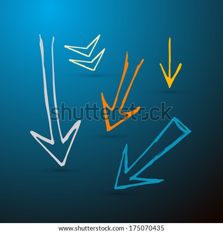 Hand Drawn Arrows on Dark Blue Background - Also Available in Vector Version 
