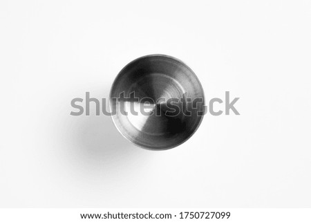 Stainless steel empty cup Mock up isolated on white background,Top view.High resolution photo.