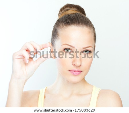 healthcare and medical concept - closeup picture of beautiful woman