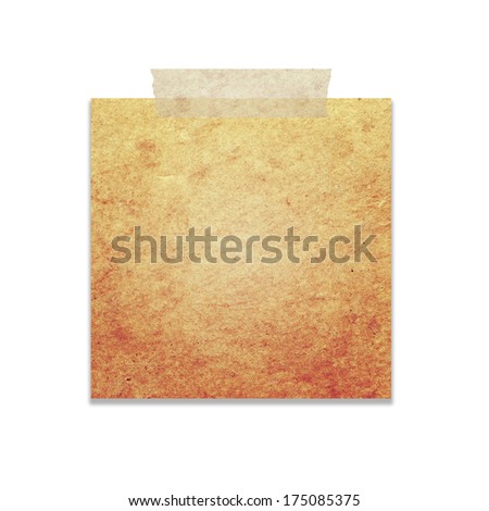 vintage paper note on white background, isolated