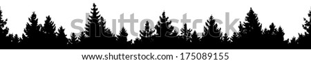Vector silhouette of detailed and seamless Spruce forest.