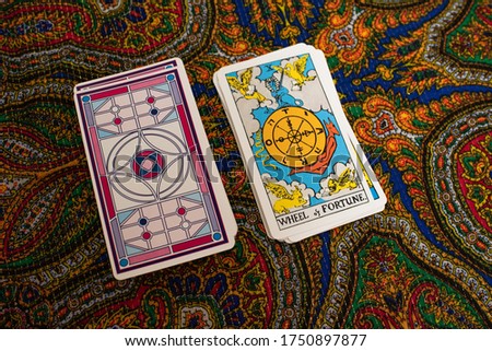 Tarot cards. Magic. Divination. Wheel of fortune