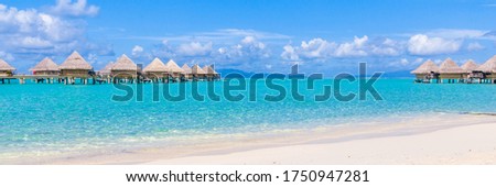 Bora Bora Island, French Polynesia. Web banner in panoramic view this amazing Beach