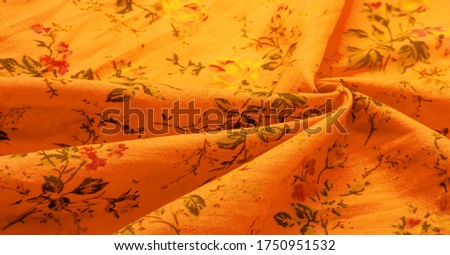 Texture, background, pattern, pink cotton fabric with a print of flowers