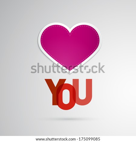 I Love You Theme, Pink Heart on Grey Background - Also Available in Vector Version 