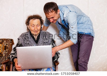 picture of a senior woman and a young man