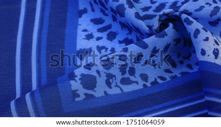 Collection of textural background, silk fabric, African theme, animal skins, blue tones,