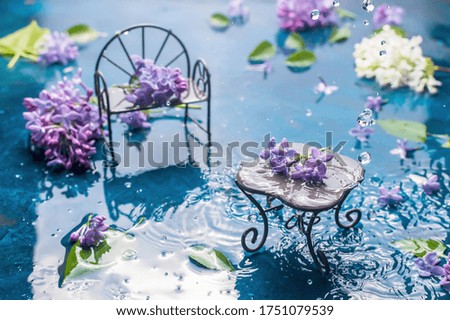 floral composition. lilac in the rain. postcard