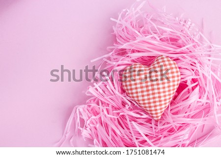 Pink Valentine's Day background. Happy holiday greetings concept. Place for text. Flat layout.