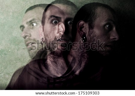 young ill man with schizophrenia  Royalty-Free Stock Photo #175109303
