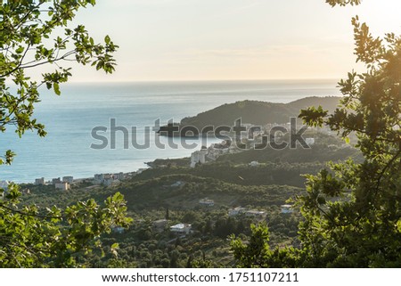 Town of Himare in Albania with the beach on the background