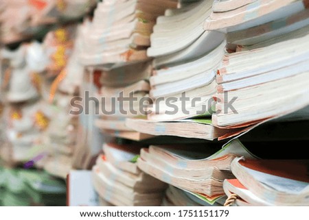 Stack of books background. Old books piles