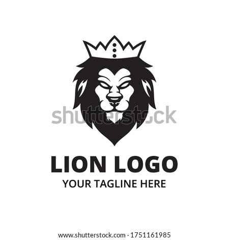Black and white lion head with crown logo