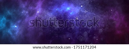 Vector cosmic watercolor illustration. Colorful space background with stars
