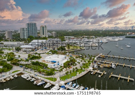 Aerial photo Miami waterfront scene Coconut Grove Royalty-Free Stock Photo #1751198765