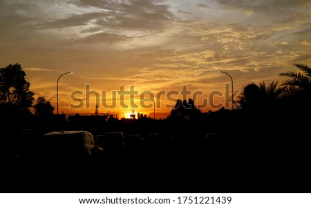 Beautiful sunset in the city road - Indonesia