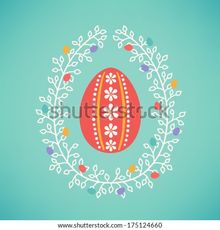 Easter wreath. Vector greeting card