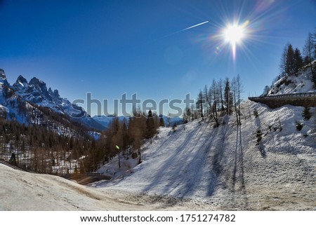winter in mountains, photo picture digital image , in the italian european dolomiti alps mountains between trento and belluno in north italy, europe