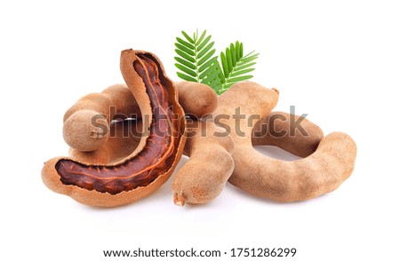 tamarind with leaf isolated on white background . full depth of field