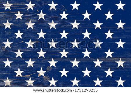 white stars painted over blue wooden planks, united states patriotic background