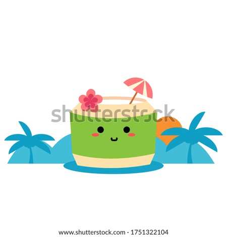Drink coconut beach concept illustration. Coconut icon. Illustration vector.