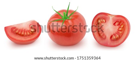 Set of fresh red tomatoes isolated on a white background. Clip art image for package design.
