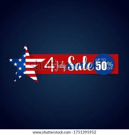 4 th of July. Happy independence day sale banner template design.
