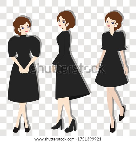 Set of woman wear black dress