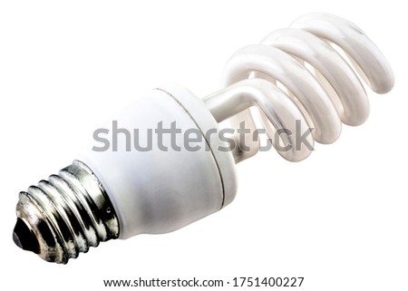 Energy saving bulb isolated on white background close up view