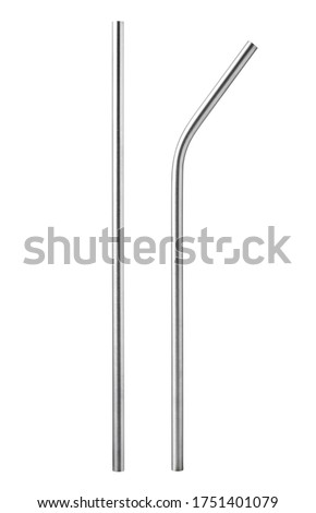 stainless steel drinking straw isolated on white background Royalty-Free Stock Photo #1751401079
