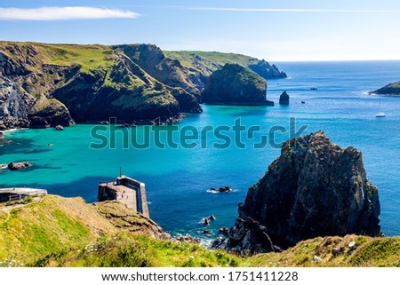 Overlooking Mullion Cove on a beautiful sunny summers day. Cornwall England UK Europe