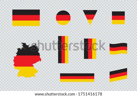 Germany Flag Flat Icon Different Shapes Map Vector Set
