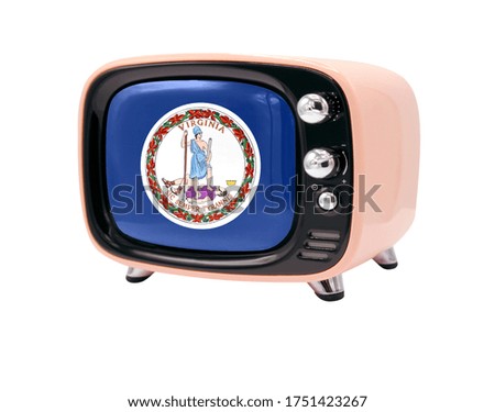 The retro old TV is isolated against a white background with the flag State of Virginia