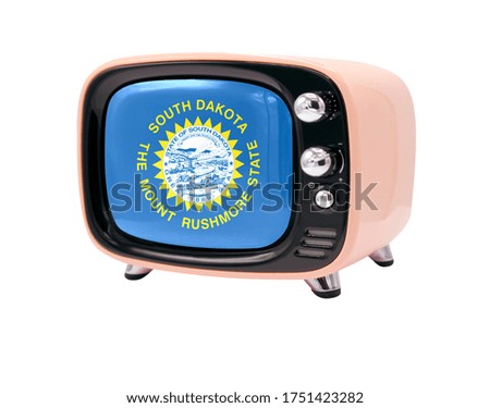 The retro old TV is isolated against a white background with the flag State of South Dakota