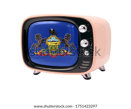 The retro old TV is isolated against a white background with the flag State of Pennsylvania