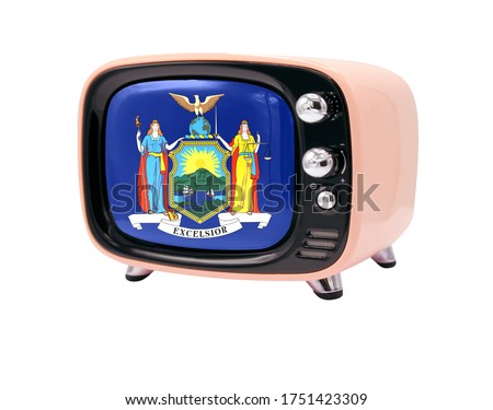 The retro old TV is isolated against a white background with the flag State of New Mexico