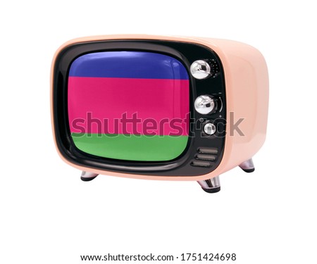 The retro old TV is isolated against a white background with the flag of Kuban peoples republic