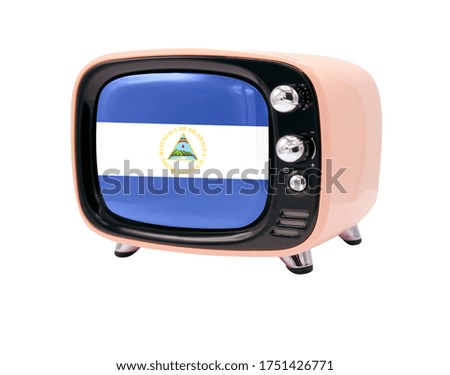 The retro old TV is isolated against a white background with the flag of Nicaragua